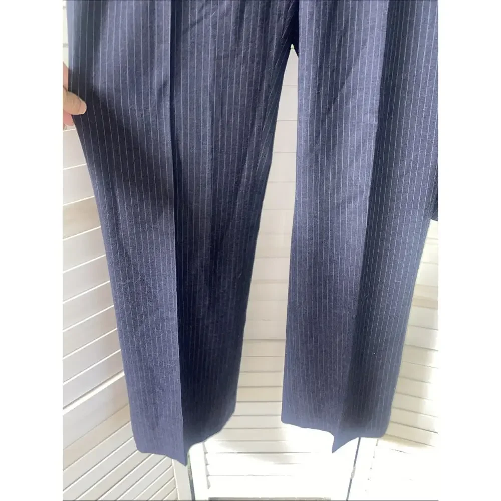 Botany 500 Vintage 50s 60s 3 Piece Pinstriped Dark Navy Wool Suit 42R 36x31